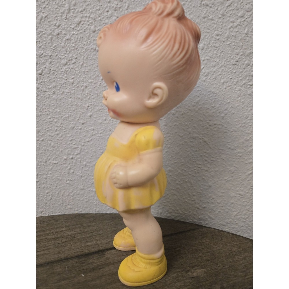 Vintage 1950's Rubber Doll, Ruth E. Newton, Sun Rubber Co, Yellow Dress Red Hair - Picture 5 of 13